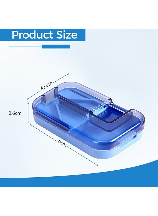 2 Pcs Pill Cutter for Small Pills, 2 in 1 Portable Tablet Cutter for Pills Storage, Pill Crusher for Tablets Cut in Half Quarter, Tablet Splitter Storage Compartment for Travel Elderly Pet - Image 2