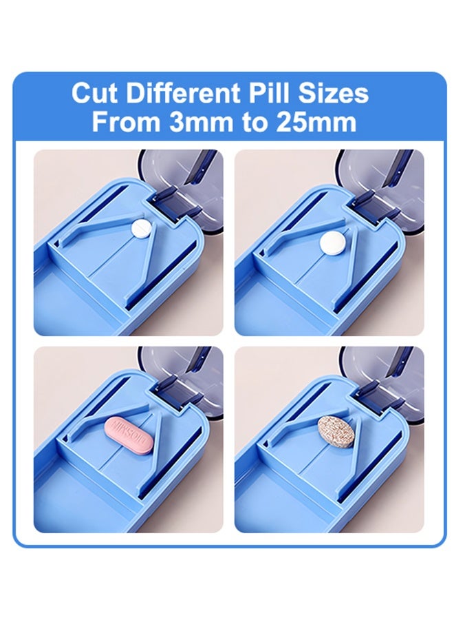 2 Pcs Pill Cutter for Small Pills, 2 in 1 Portable Tablet Cutter for Pills Storage, Pill Crusher for Tablets Cut in Half Quarter, Tablet Splitter Storage Compartment for Travel Elderly Pet - Image 5