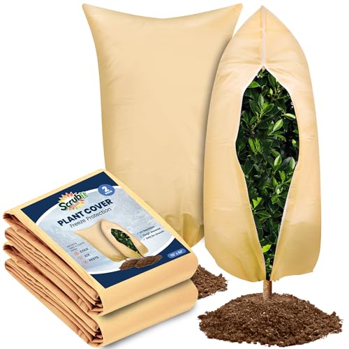 SCRUBIT Plant Covers Freeze Protection, 60 x 70 in. Frost Cloths for Outdoor Plants Fruit Trees & Shrubs with Zipper and Drawstring, Thick Winter Plant Covers - 2 Pack Tree Frost Blankets - Image 1