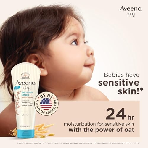 Aveeno Baby Daily Moisture Lotion (227g) Pack of 2 | With oat flour & glycerin | Hypoallergenic, fragrance-free, pediatrician recommended | Nourishes, soothes, & protects baby's sensitive skin - Image 2