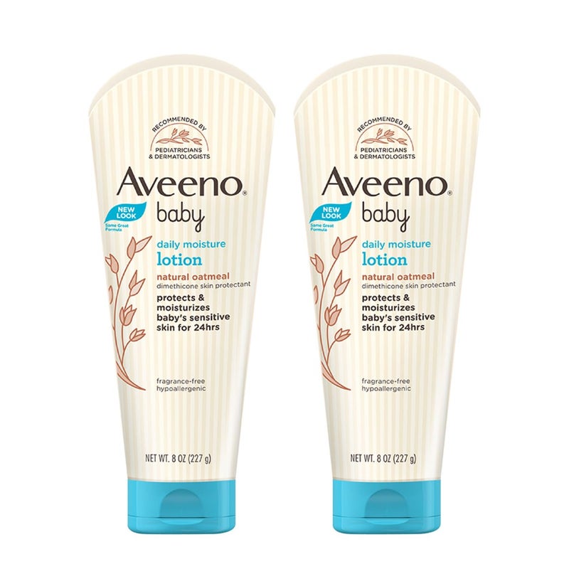 Aveeno Baby Daily Moisture Lotion (227g) Pack of 2 | With oat flour & glycerin | Hypoallergenic, fragrance-free, pediatrician recommended | Nourishes, soothes, & protects baby's sensitive skin - Image 4