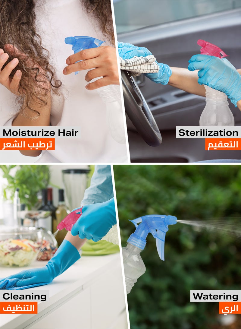 LAWAZIM Transparent Spray Kit - 500ml - Mix Color - 3 Piece | Plastic Spray Bottles, All-Purpose Red Spray Bottle for Hair, Cleaning Solutions, Plants, with Adjustable Nozzle (Mist & Stream) - Image 5