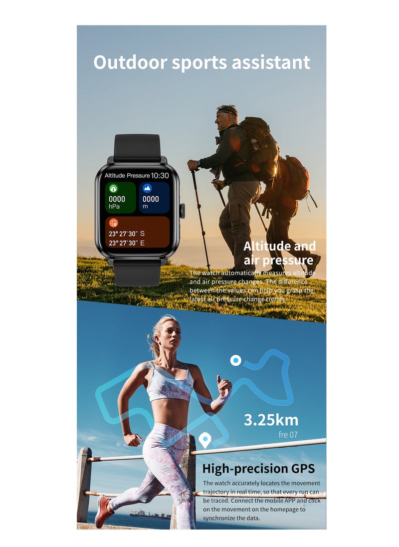 GULFLINK - IP68 Waterproof 2024 M12 Health Monitoring GPS Smart Watch Multi-Locomotion Mode Multilingual Pedometer Smart Watch- Silver - Image 1