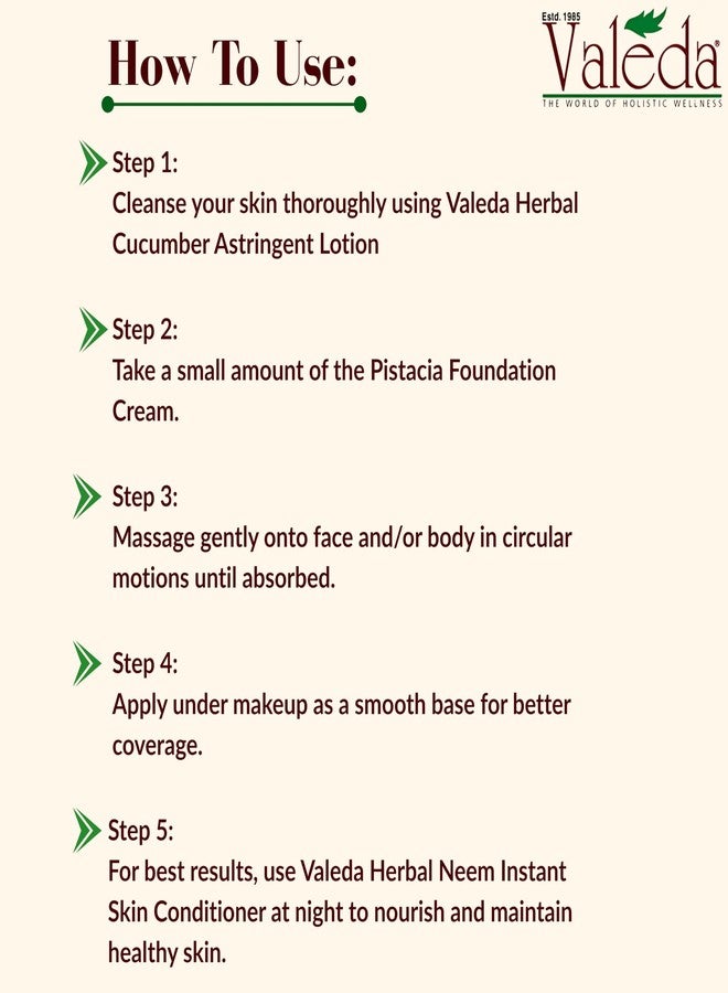 Valeda Herbal Pistacia Foundation Cream with 'Irish Moss' - Makeup base by Skin Specialist Doctors - Image 5