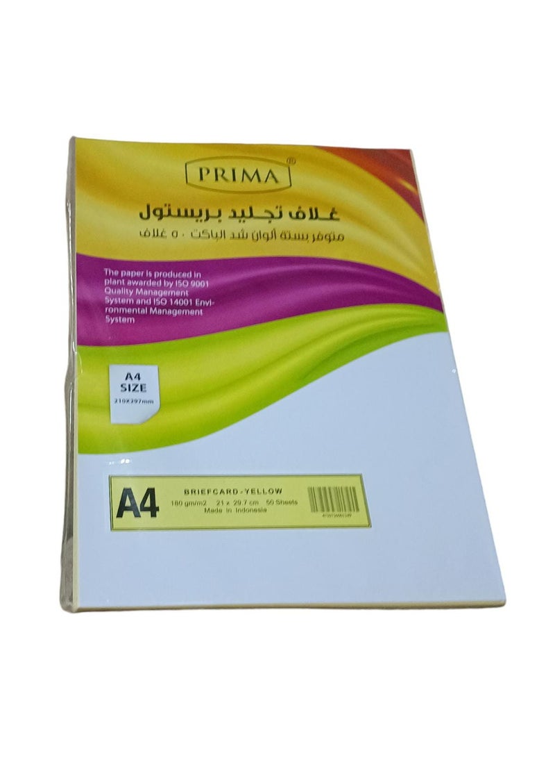 PRIMA 50 sheets of A4 Yellow cardboard Thickness 180 grams - Image 2