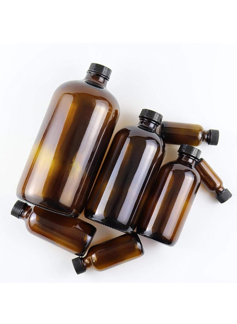 FUFU - 2Pack 8oz Glass Amber Boston Bottles with Black Poly Cone Cap,  Round Glass Bottle for Essential Oil, Perfume and Liquid - Image 1