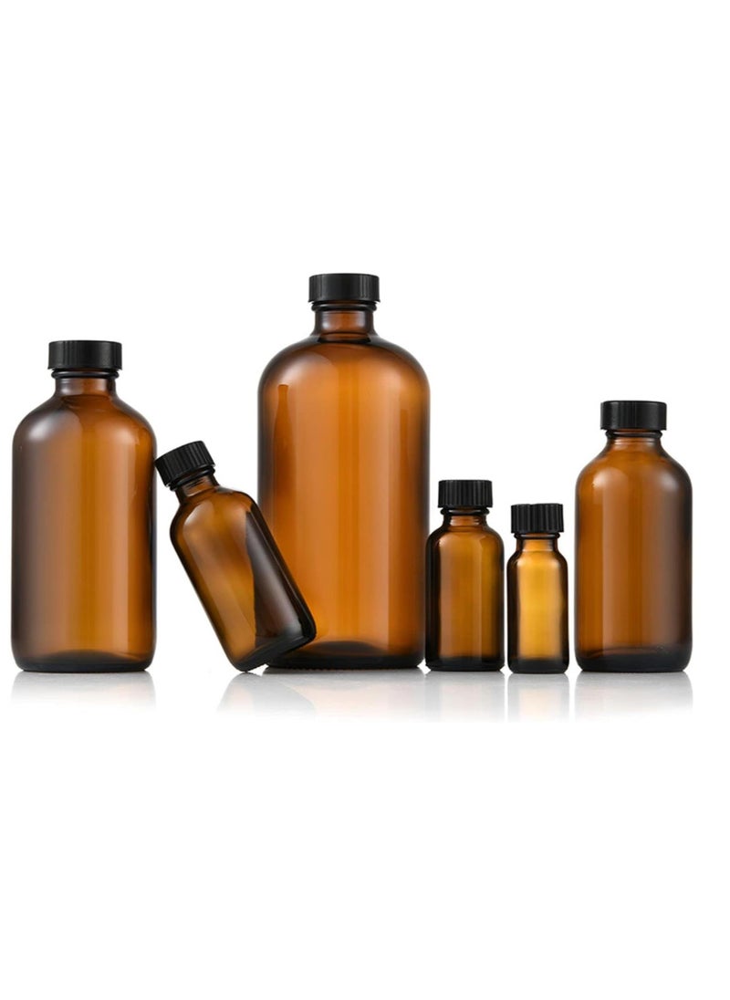 FUFU - 2Pack 8oz Glass Amber Boston Bottles with Black Poly Cone Cap,  Round Glass Bottle for Essential Oil, Perfume and Liquid - Image 1