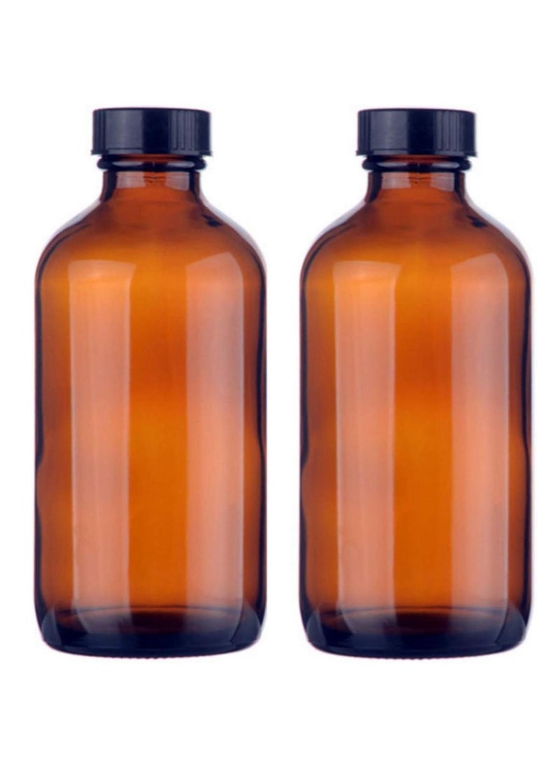 FUFU - 2Pack 8oz Glass Amber Boston Bottles with Black Poly Cone Cap,  Round Glass Bottle for Essential Oil, Perfume and Liquid - Image 1