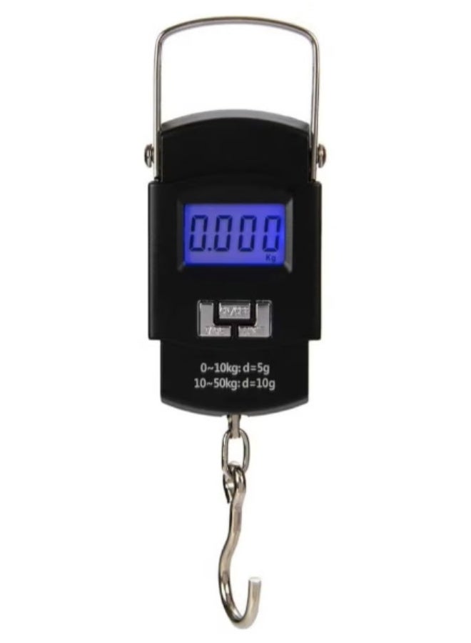 Portable Digital Luggage & Hanging Scale with Metal Hook - 50kg/110lb LCD Display (Battery Included) - Black - Image 1