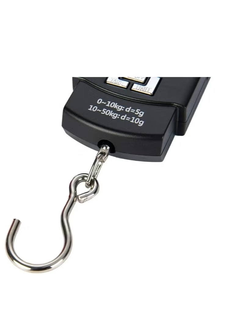 Portable Digital Luggage & Hanging Scale with Metal Hook - 50kg/110lb LCD Display (Battery Included) - Black - Image 2