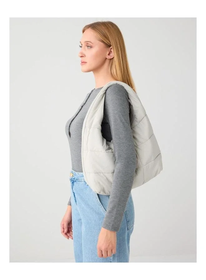 Gray Parachute Fabric Zipper Shoulder Bag.