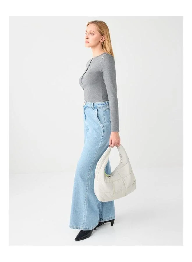 Jimmy Key  Gray Parachute Fabric Zipper Shoulder Bag. for Women | Best Price UAE