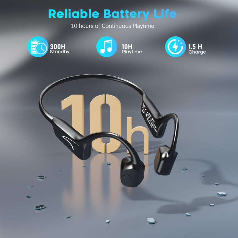 MAIRDI Bone Conduction Headphones with Microphone, Open Ear Wireless Headphones Bluetooth 5.3,10Hr Playtime, Sports Earphones with Mic, Running Cycling Hiking - Image 4