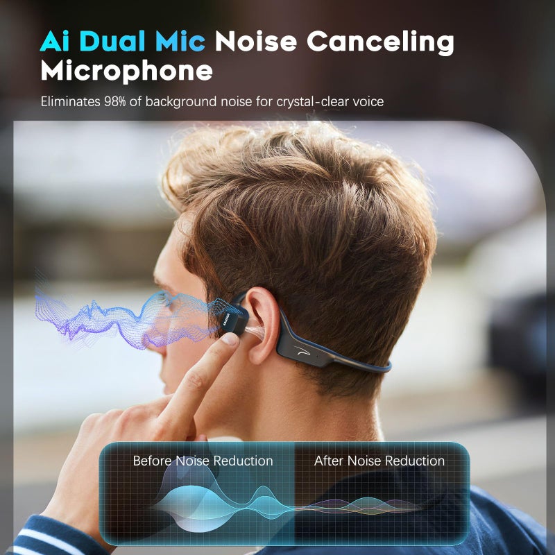 MAIRDI Bone Conduction Headphones with Microphone, Open Ear Wireless Headphones Bluetooth 5.3,10Hr Playtime, Sports Earphones with Mic, Running Cycling Hiking - Image 2