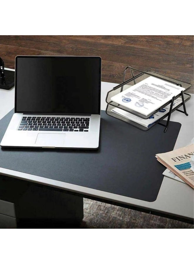 A functional black double-tier metal desk organizer, designed for arranging documents and files on the desk. - Image 4