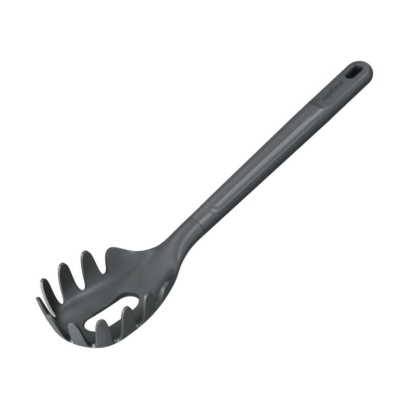 Zyliss E980231 Spaghetti Spoon, Sustainable Wheatstraw/Nylon, Scoop and Drain Spaghetti and Pasta, Non Stick, Heat Resistant Silicone Head, Beluga Grey, 12.2" X 2.5", Dishwasher Safe - Image 2