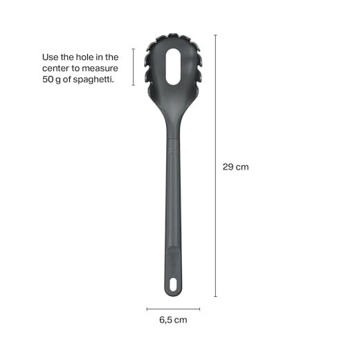 Zyliss E980231 Spaghetti Spoon, Sustainable Wheatstraw/Nylon, Scoop and Drain Spaghetti and Pasta, Non Stick, Heat Resistant Silicone Head, Beluga Grey, 12.2" X 2.5", Dishwasher Safe - Image 3