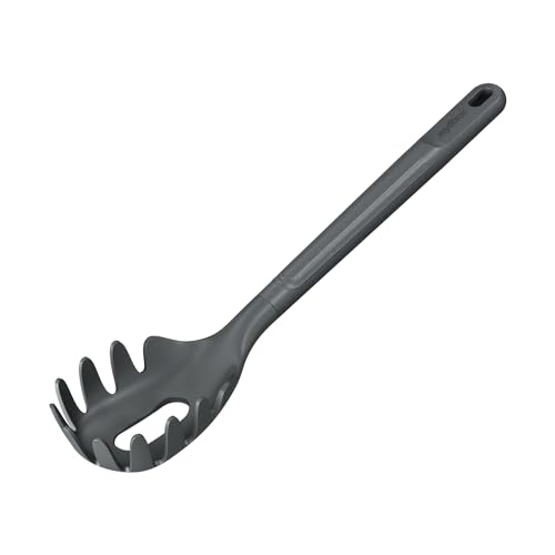 Zyliss E980231 Spaghetti Spoon, Sustainable Wheatstraw/Nylon, Scoop and Drain Spaghetti and Pasta, Non Stick, Heat Resistant Silicone Head, Beluga Grey, 12.2" X 2.5", Dishwasher Safe - Image 1