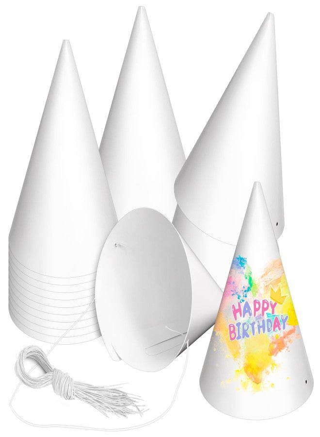 WEOXPR 20 Pieces White Paper Party Hats for Kids Birthday, Decorative Bulk Cone Crafts for Adults Art DIY, Halloween Supplies - Image 1