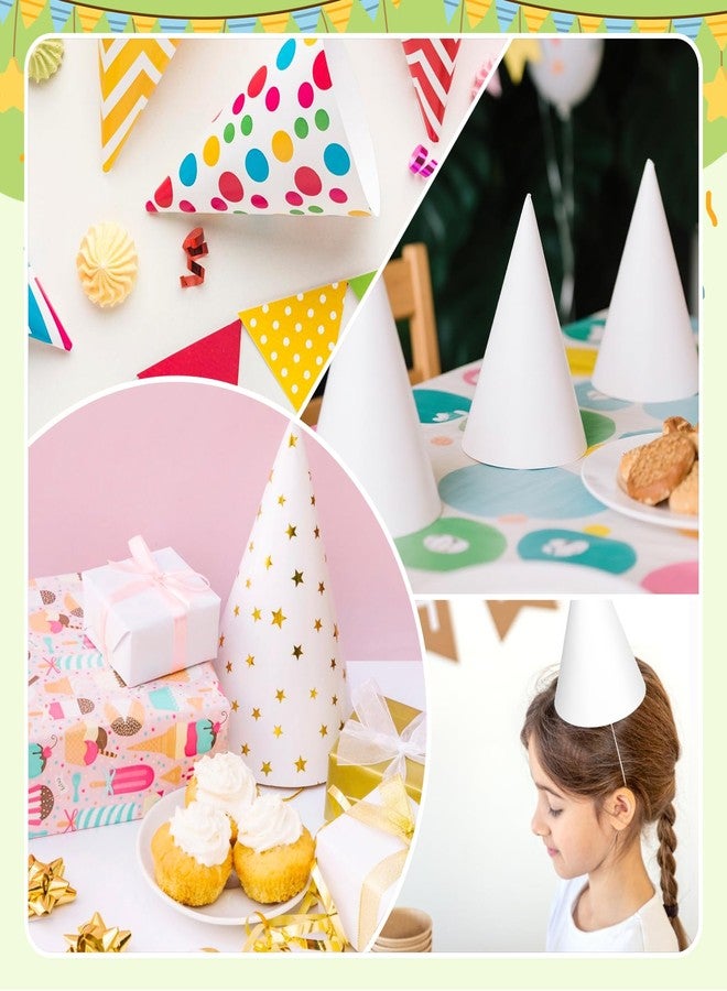WEOXPR 20 Pieces White Paper Party Hats for Kids Birthday, Decorative Bulk Cone Crafts for Adults Art DIY, Halloween Supplies - Image 4