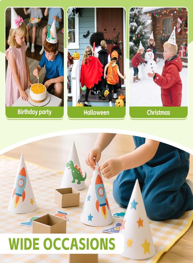 WEOXPR 20 Pieces White Paper Party Hats for Kids Birthday, Decorative Bulk Cone Crafts for Adults Art DIY, Halloween Supplies - Image 3