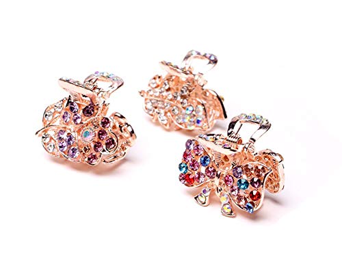 Fodattm 6 PCS Women Lady Alloy Rhinestone No-Slip Mini Hair Claw Small Bang Jaw Clip Hair Clamp Hair Grip Hair Pin (A#) - Image 4