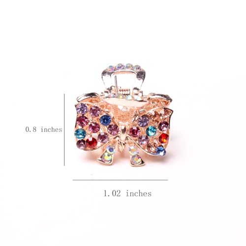 Fodattm 6 PCS Women Lady Alloy Rhinestone No-Slip Mini Hair Claw Small Bang Jaw Clip Hair Clamp Hair Grip Hair Pin (A#) - Image 2