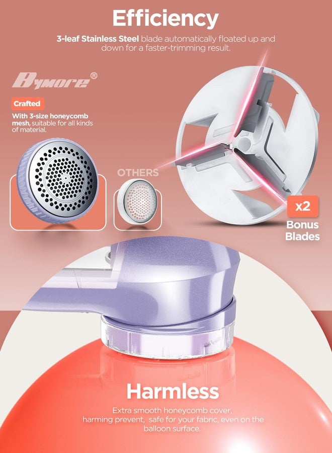 Bymore Fabric Shaver, Lint Remover, Lint Shaver Defuzzer Sweater Shaver for Clothes and Furniture with AC Adapter Pill Fuzz Remover-Purple - Image 3
