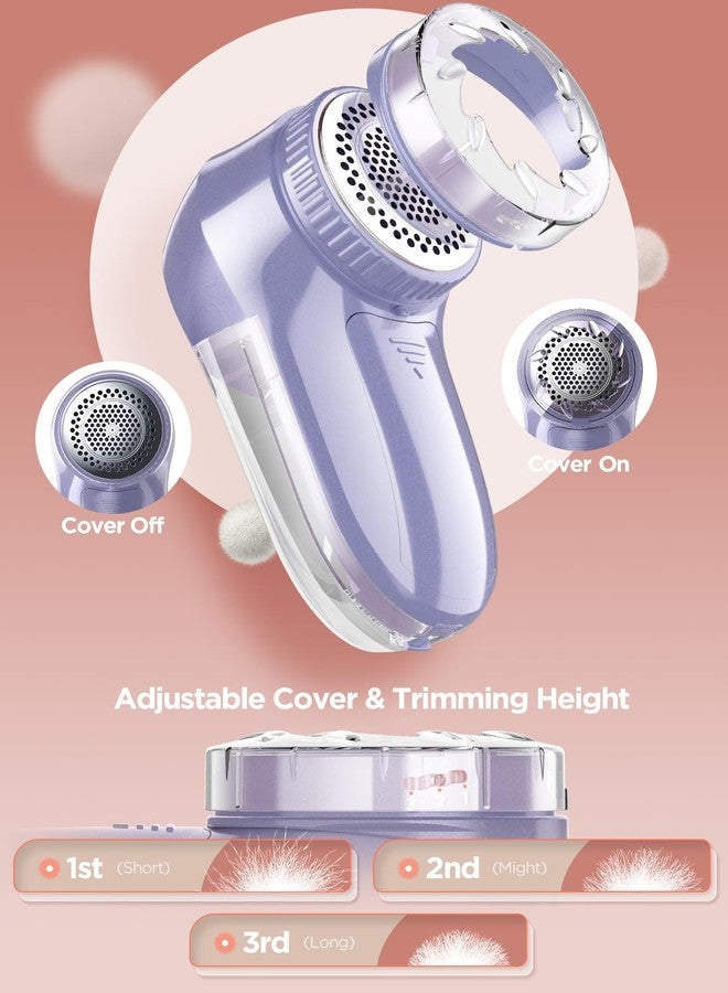Bymore Fabric Shaver, Lint Remover, Lint Shaver Defuzzer Sweater Shaver for Clothes and Furniture with AC Adapter Pill Fuzz Remover-Purple - Image 4