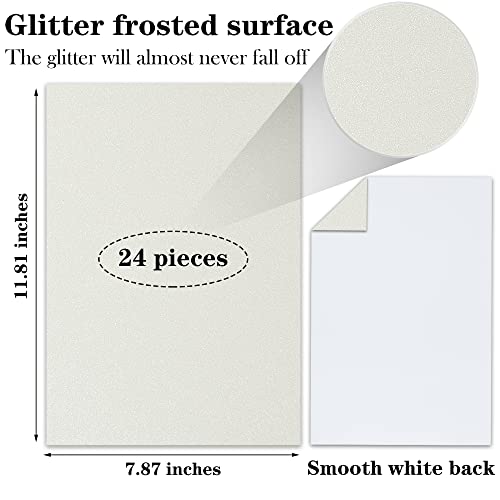 Twavang 24 Sheets White Glitter Cardstock Paper, A4 Premium Sparkly Paper for Scrapbook, DIY Projects, Party Decoration, Gift Box Wrapping 250GSM/92lb - Image 2