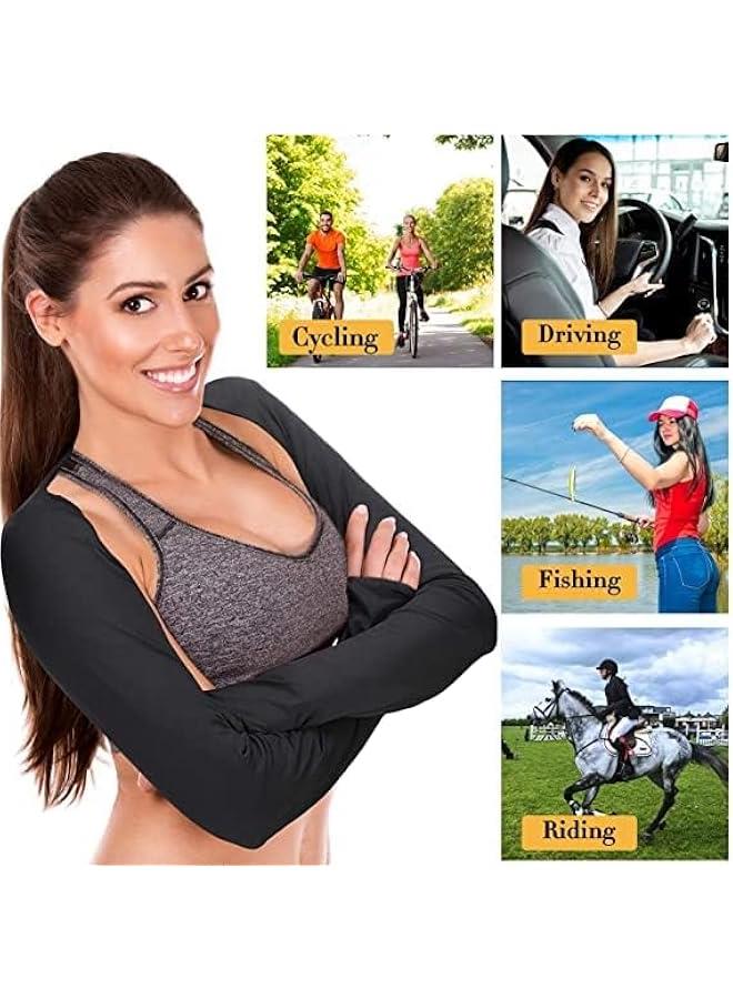 FYLX 4 Pairs Cooling Shawl Arm Sleeves Sun Protection Uni with Finger Hole AntiUV for Golfing Driving Riding Fishing - Image 2
