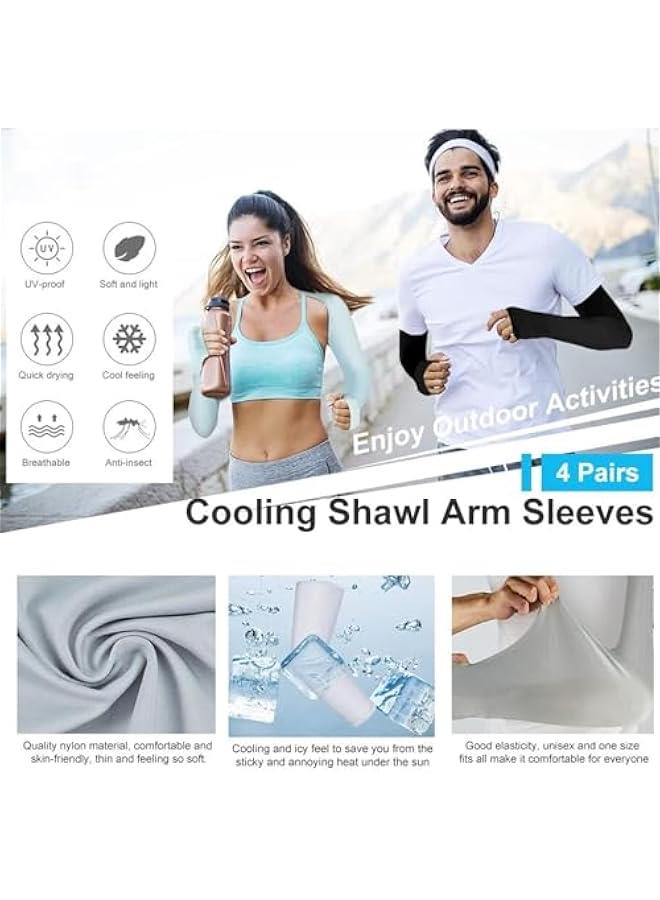 FYLX 4 Pairs Cooling Shawl Arm Sleeves Sun Protection Uni with Finger Hole AntiUV for Golfing Driving Riding Fishing - Image 3