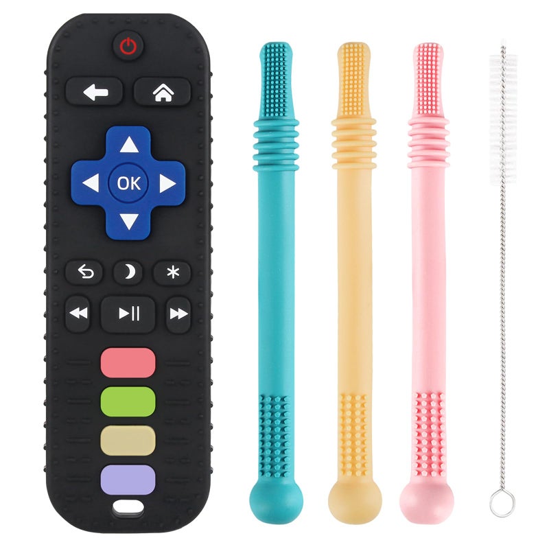 Yinghezu Teething Toys for Babies 0-6 6-12 12-18 Months Bpa Free Teething Sticks and Remote Teether for Babies Baby Sensory Chew Toys for Infants 0-18 Months - Image 1