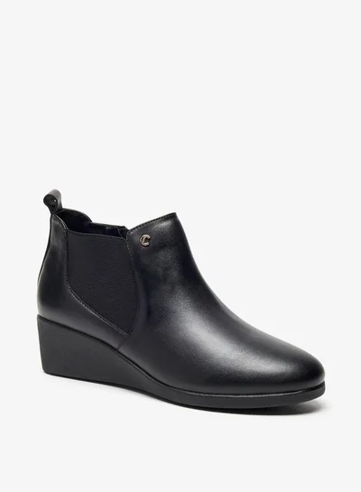Le Confort Women's Solid Ankle Boots with Wedge Heels and Zip Closure