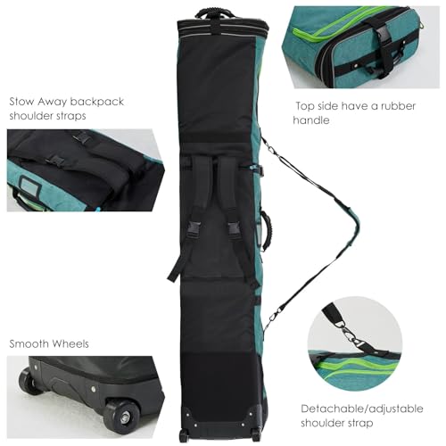 XCMAN Padded Snowboard Bag with Wheels,Adjustable Length 63-75In,Padded Bag for Air Traveling,Loading Capacity 100L - Image 5
