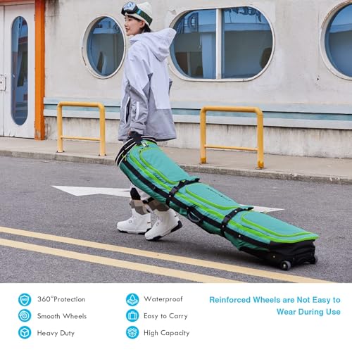 XCMAN Padded Snowboard Bag with Wheels,Adjustable Length 63-75In,Padded Bag for Air Traveling,Loading Capacity 100L - Image 2
