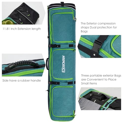 XCMAN Padded Snowboard Bag with Wheels,Adjustable Length 63-75In,Padded Bag for Air Traveling,Loading Capacity 100L - Image 4