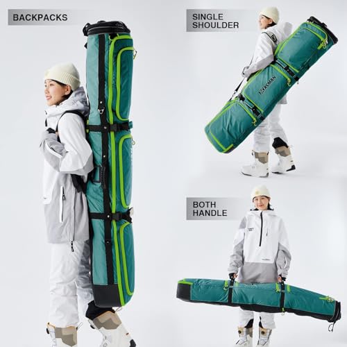XCMAN Padded Snowboard Bag with Wheels,Adjustable Length 63-75In,Padded Bag for Air Traveling,Loading Capacity 100L - Image 3