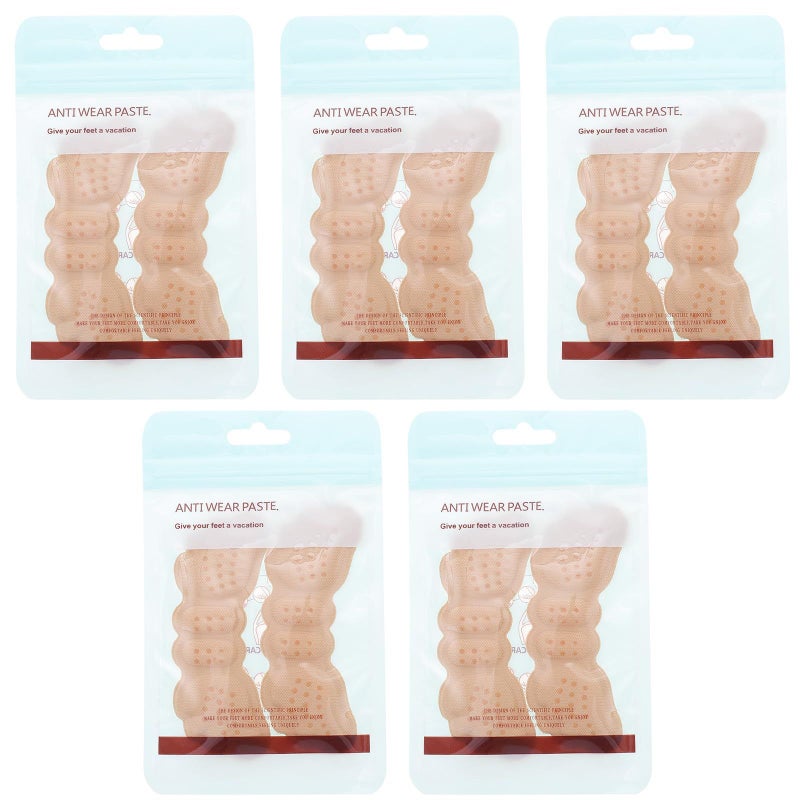 Homoyoyo Adhesive Heel Cushions 10pcs Skin Color Non-Slip Sponge Foot Patches - Image 2