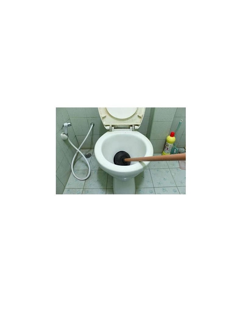 ABBASALI Plastic Grip 5 Meter Snake Spring Pipe Rod Sink Drain Cleaner Wire & Toilet Plunger With wooden handle  - Image 2