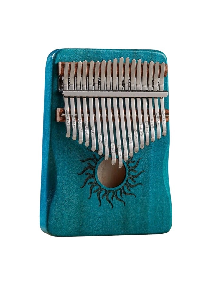 Generic Kalimba Finger Piano, Wood Kalimba Instrument With Metal Keys, Portable Thumb Piano Keyboard Musical Instrument, Handheld Mini Keyboard Piano For Beginners, (1pc, 17 Keys Blue)  - Image 1