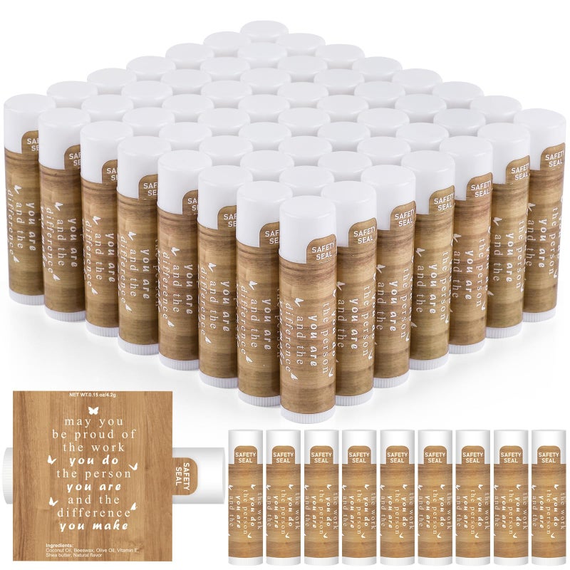 DMSKY Appreciation Gifts 60 Pcs Lip Balm Bulk Staff Appreciation Gifts Bulk Thank You Gifts Bulk for Coworkers Teacher Worker Employee Leaving Farewell Gifts