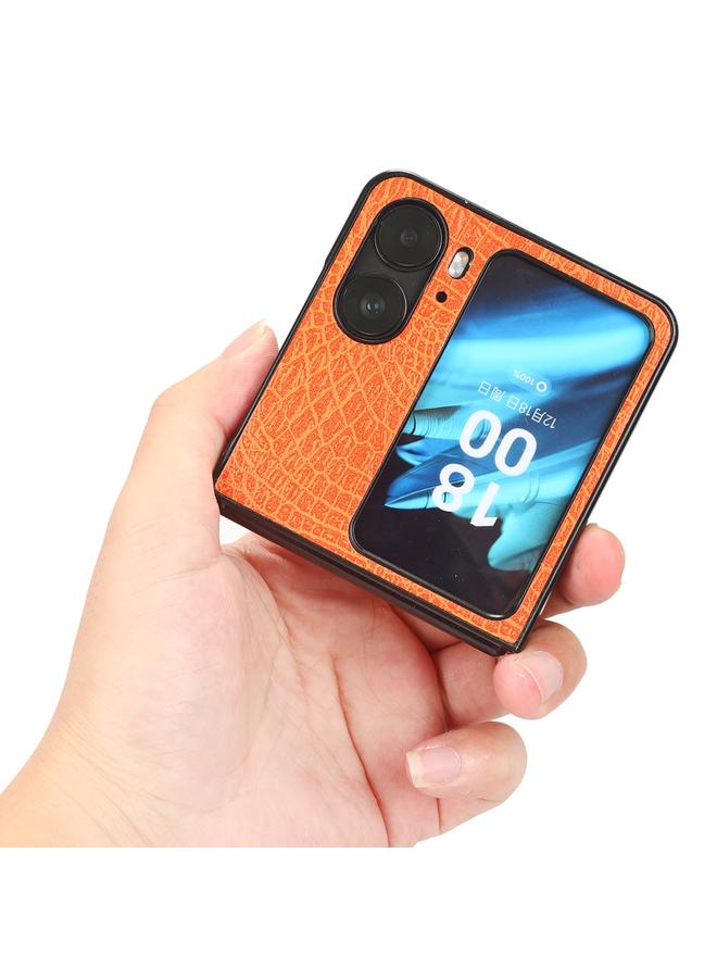 اس-توب جراب قابل للطي بتصميم جلد التمساح لهاتف OPPO Find N2 - Image 4