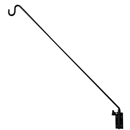MIXXIDEA Heavy Duty Extended Reach Wall Mounted Deck Hook Wall Pole, Wall Bracket Direction and Length Adjustable Plant Bracket for Bird Feeders, Planters, Suet Baskets, Lanterns, Wind Chimes and More,Black - Image 1