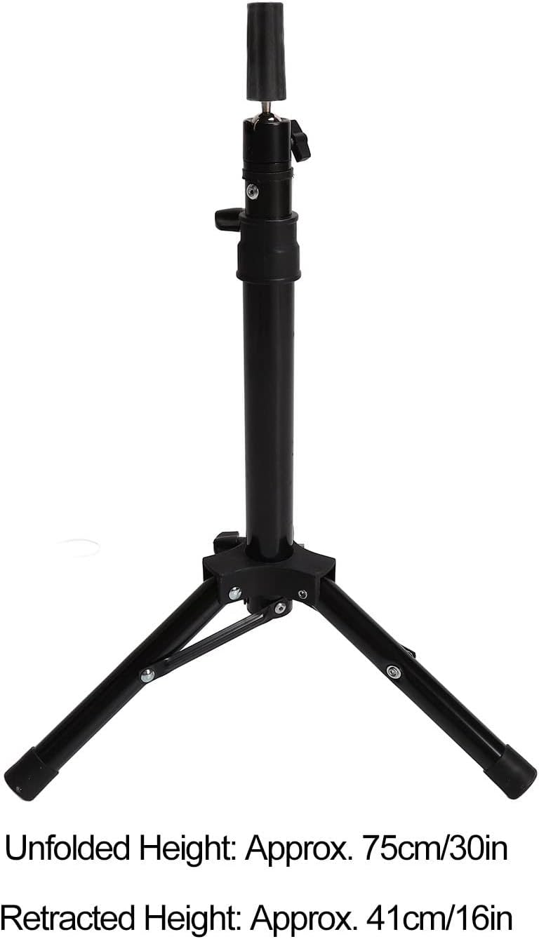 Wig Head Tripod Mannequin Head Stand, Aluminum Alloy Wig Stand Tripod with Non Slip Base, Adjustable Height Hairdressing Training Tool for Salon and Home Use, Stable Black Mannequi - Image 4