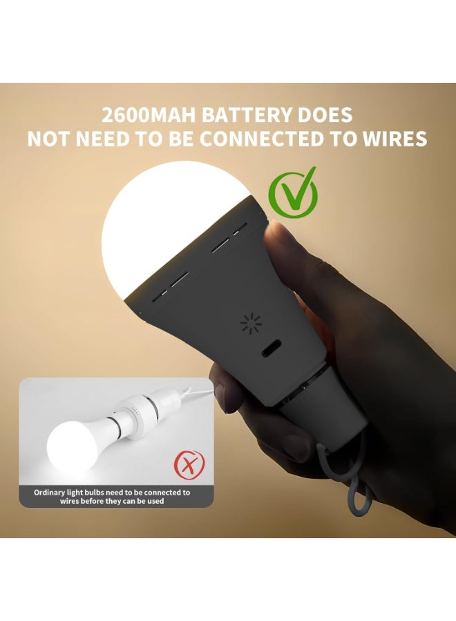 USB Rechargeable Light Bulb With Remote Control, 3 Color Temperature LED Dimmable Battery Powered Light Bulbs, E27 7W Touch Control Bulb With Timer, Emergency Light Bulb With Hook, 2600mah,2 PACK - Image 2