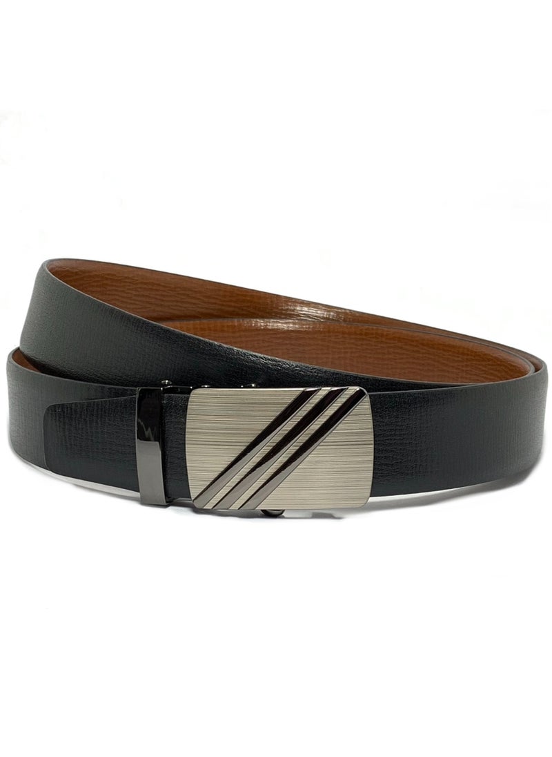Classic Milano Classic Milano Genuine Leather Men's Spanish Leather Belt Men Automatic Buckle Dress Belt  - Formal Men's Belt Leather & Office Wear Belt, Formal Outfits, Gifts - Black & Brown Men’s Leather Belt for Men  - Image 1