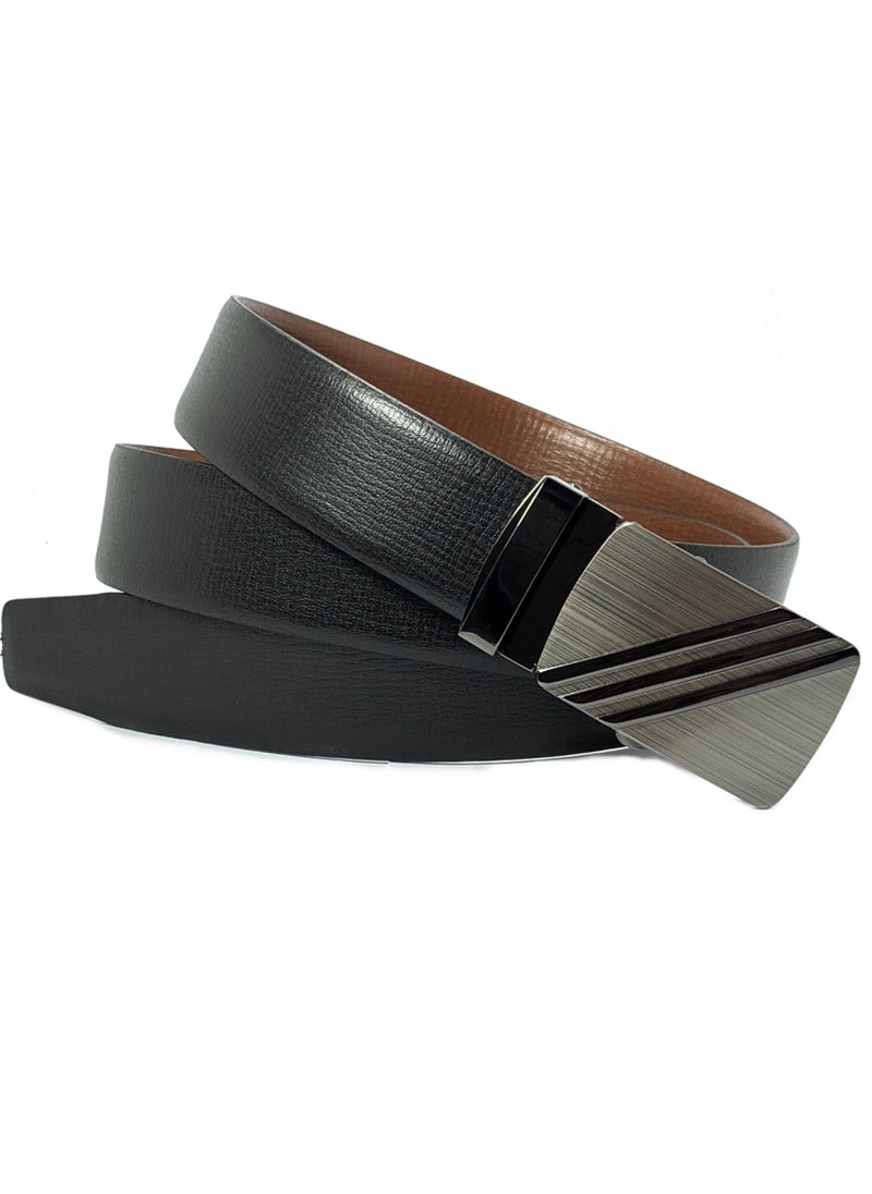 Classic Milano Classic Milano Genuine Leather Men's Spanish Leather Belt Men Automatic Buckle Dress Belt  - Formal Men's Belt Leather & Office Wear Belt, Formal Outfits, Gifts - Black & Brown Men’s Leather Belt for Men  - Image 2