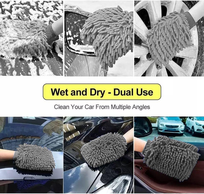 MAX Microfiber Cloth 800 GSM - Grey (1 Pc, Size 30 x 40 cm), Microfiber Wash Mitt 2400 GSM - Grey (1 Pc, Size 26 x 19 cm) Combo for Car Detailing, Cleaning, Washing and Polishing - Image 4
