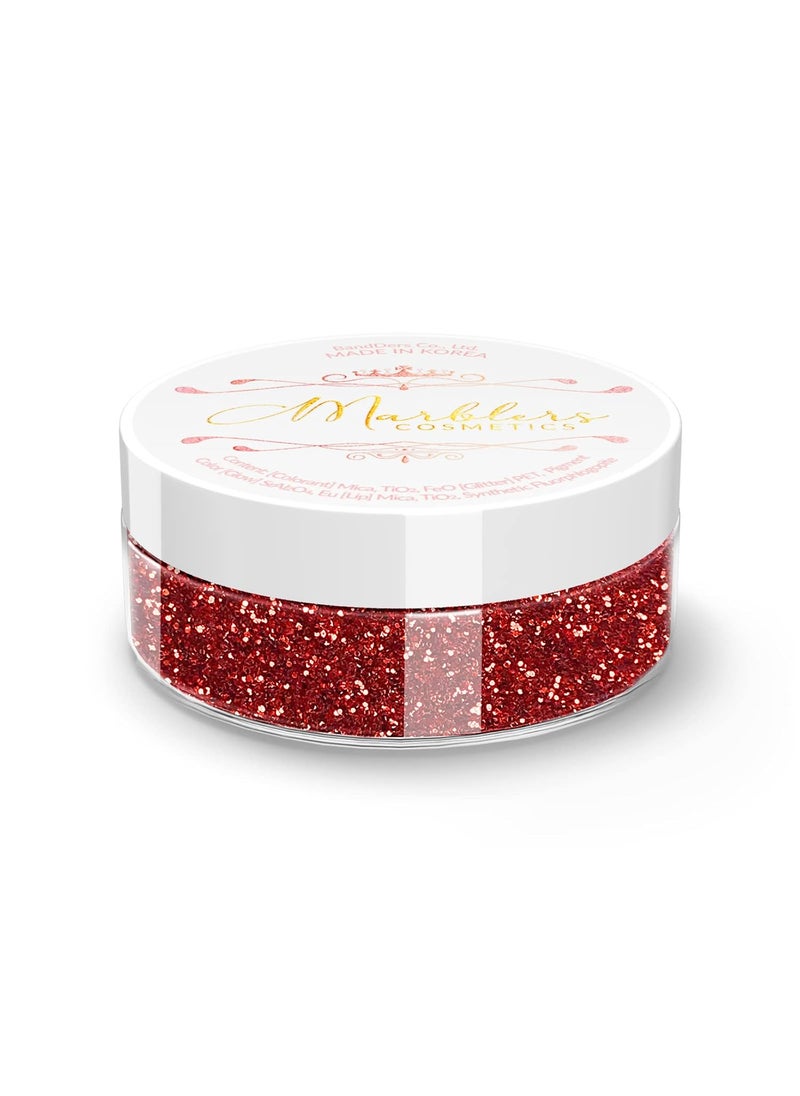 MARBLERS MARBLERS Twinkle Face & Body Glitter [Santa Red] 0.18oz (5g) | Fine | Non-Toxic | Vegan | Cruelty-Free | Ethically Sourced | Festival Makeup | Eye, Hair, Nail, Eyeshadow | Cosmetic Grade 